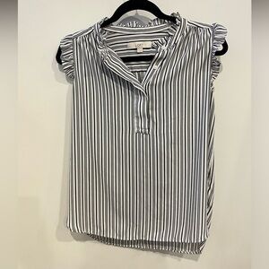 LOFT Black and White Striped Top